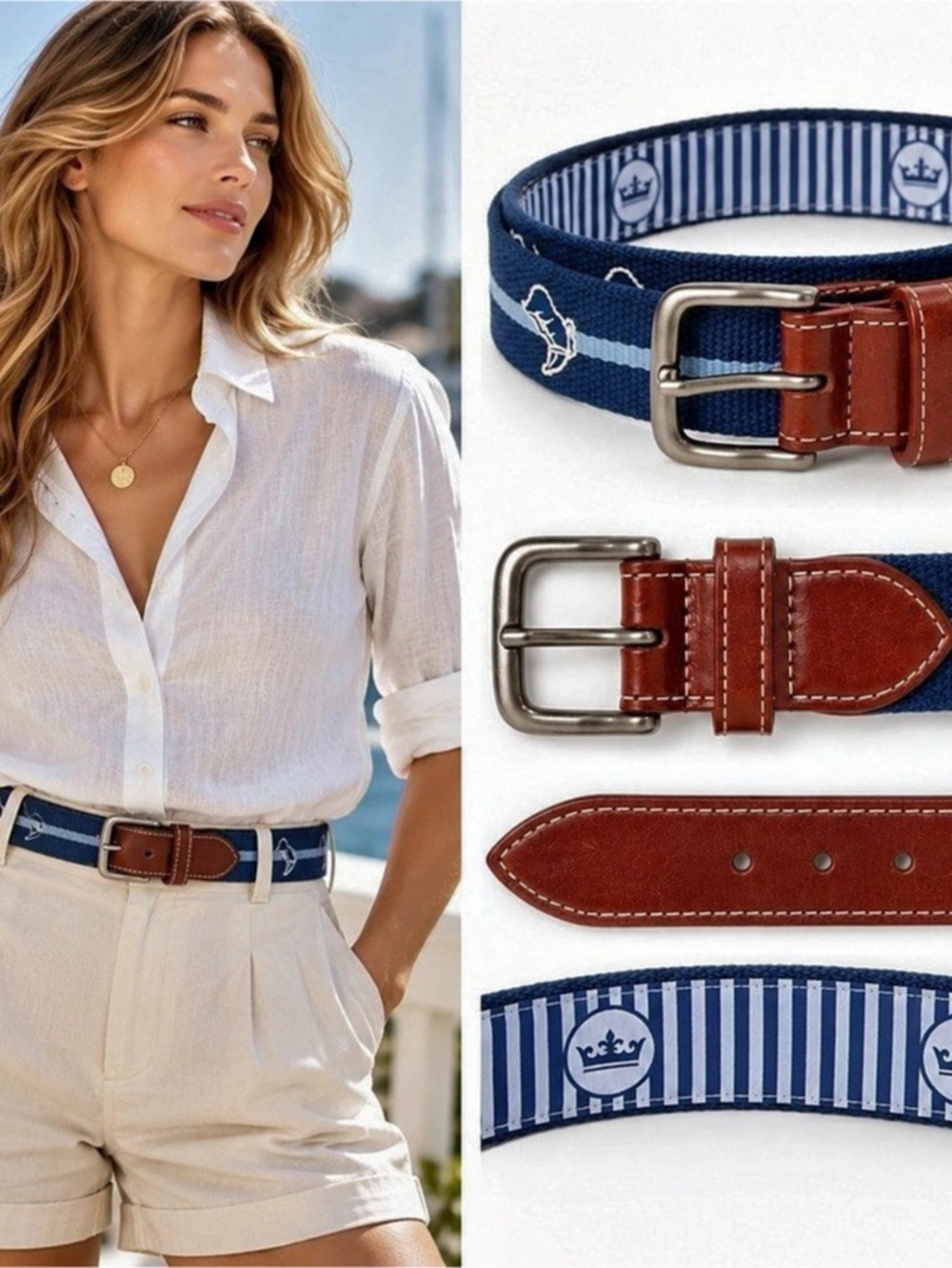 Peter Millar USA MADE Navy Blue Leather Belt Preppy Nautical 38” Quiet Luxury L